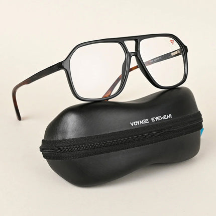 Voyage Maverick Shine Black Wayfarer Eyeglasses for Men & Women - MG4800-C1