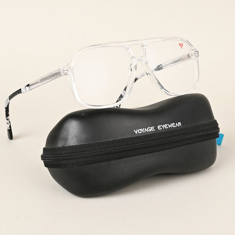 Voyage Maverick Transparent & Black Wayfarer Eyeglasses for Men & Women - MG4802-C3