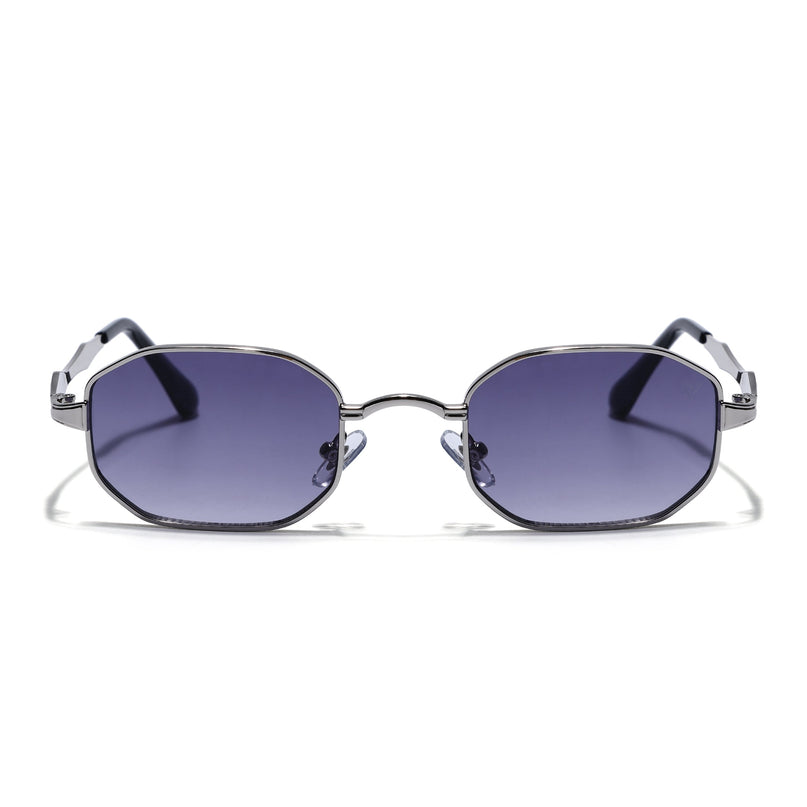 Hexagonal Sunglasses for Men & Women (Grey Lens | Silver Frame - MG7827)