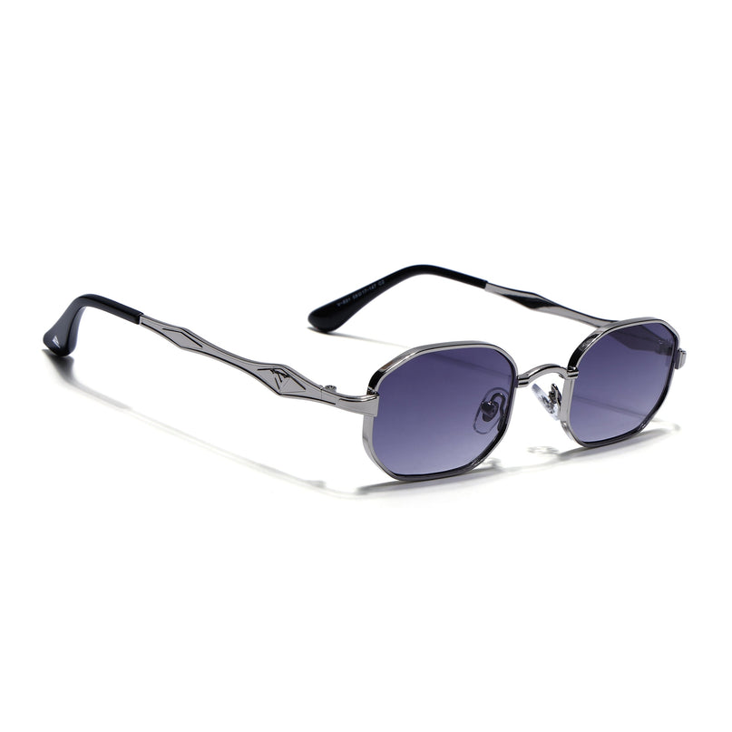 Hexagonal Sunglasses for Men & Women (Grey Lens | Silver Frame - MG7827)