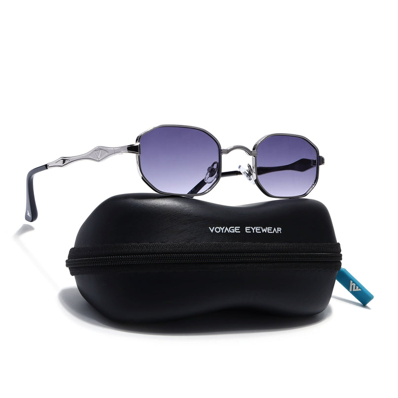 Hexagonal Sunglasses for Men & Women (Grey Lens | Silver Frame - MG7827)