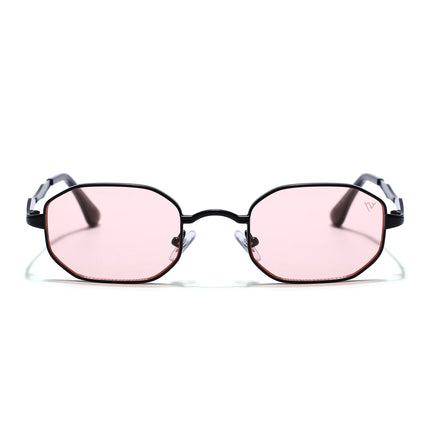 Hexagonal Sunglasses for Men & Women (Pink Lens | Black Frame - MG7828)
