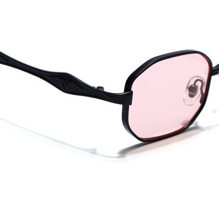 Hexagonal Sunglasses for Men & Women (Pink Lens | Black Frame - MG7828)