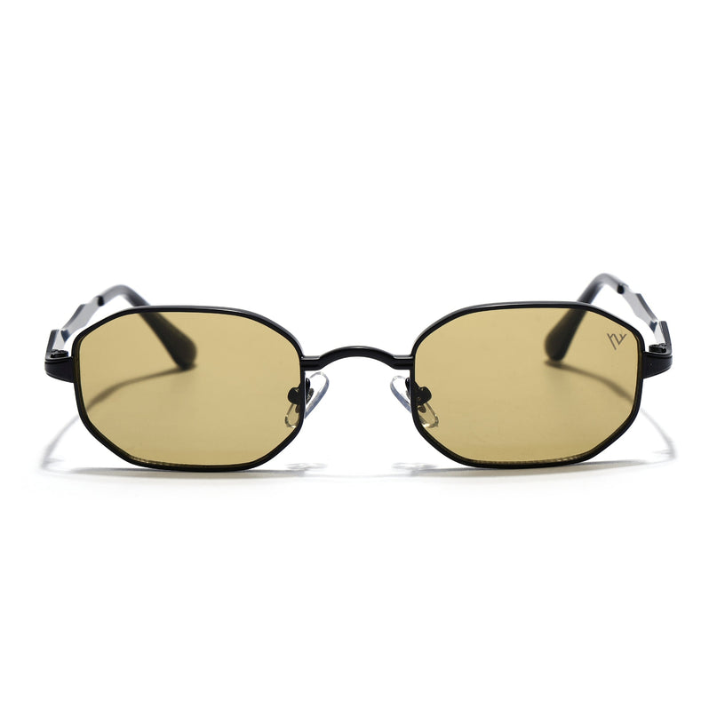 Hexagonal Sunglasses for Men & Women (Green Lens | Black Frame - MG7829)