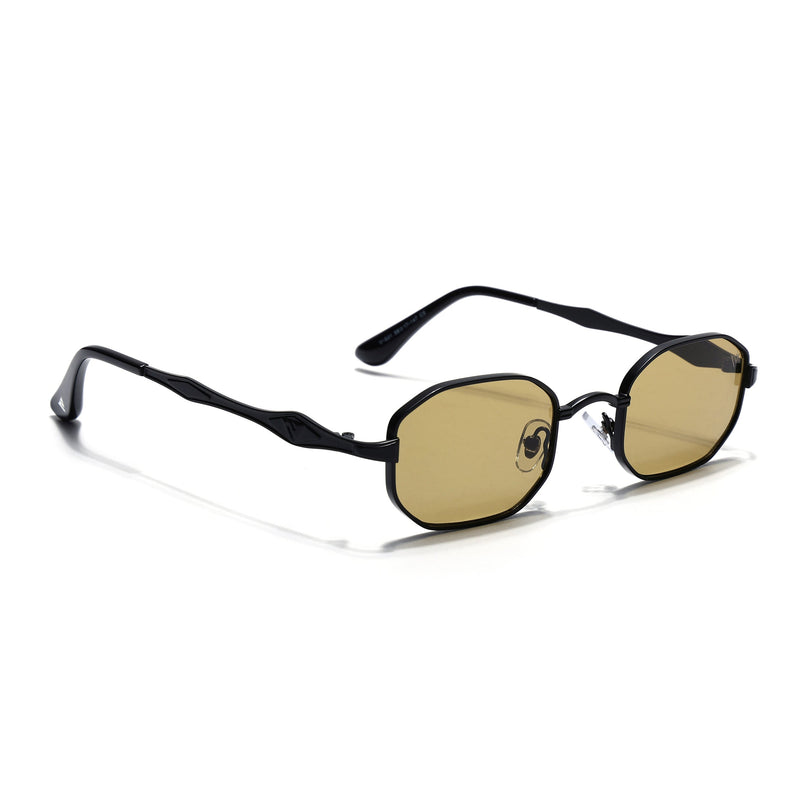 Hexagonal Sunglasses for Men & Women (Green Lens | Black Frame - MG7829)