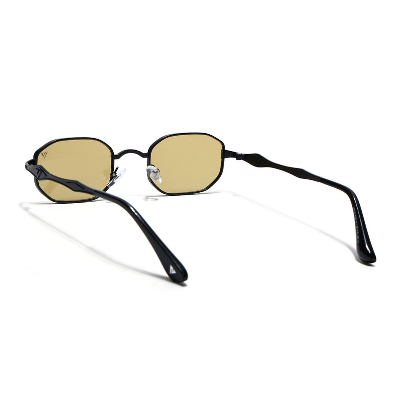 Hexagonal Sunglasses for Men & Women (Green Lens | Black Frame - MG7829)