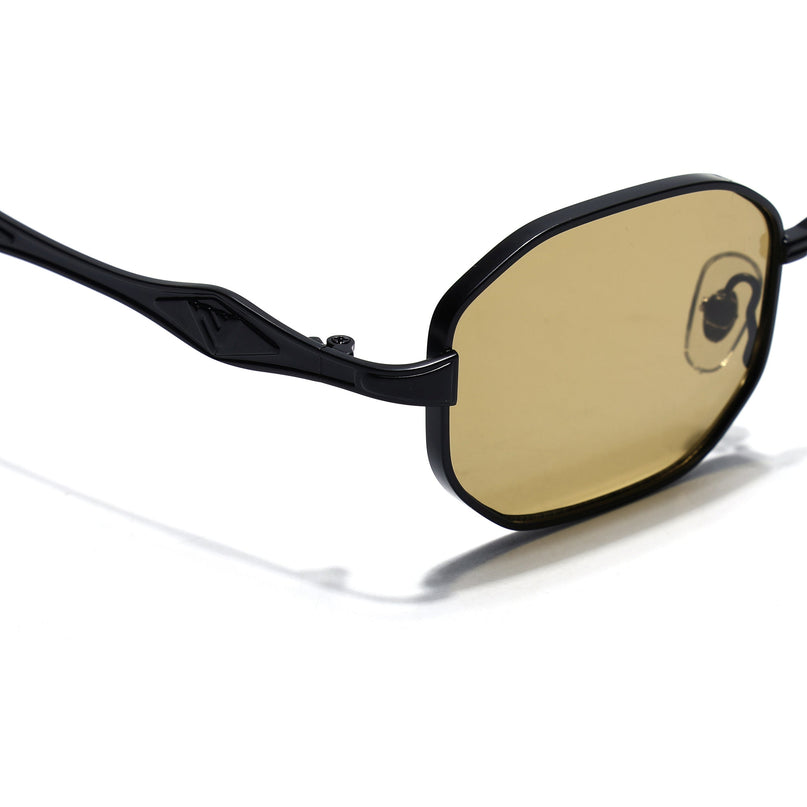 Hexagonal Sunglasses for Men & Women (Green Lens | Black Frame - MG7829)