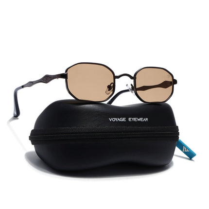 Hexagonal Sunglasses for Men & Women (Brown Lens | Brown Frame - MG7830)