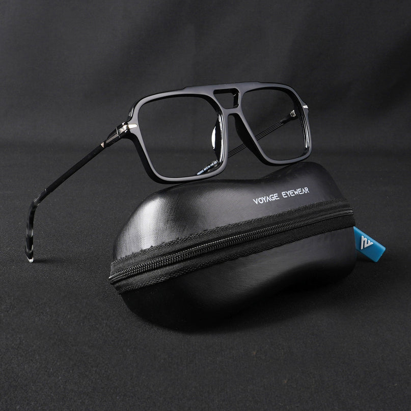 Voyage Apex Shine Black Wayfarer Eyeglasses for Men & Women - MG5355-C2