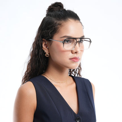 Voyage Apex Black & Transparent Wayfarer Eyeglasses for Men & Women - MG5356-C3