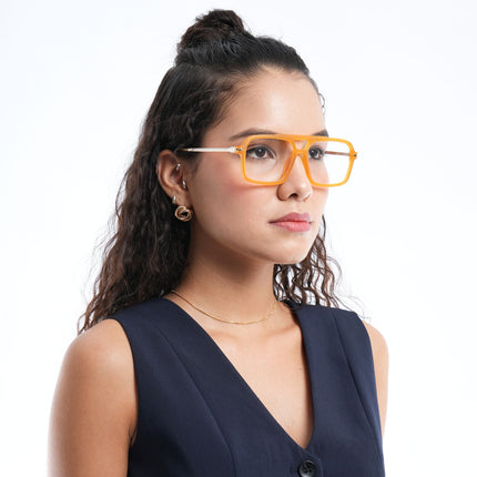 Voyage Apex Orange Wayfarer Eyeglasses for Men & Women - MG5358-C5