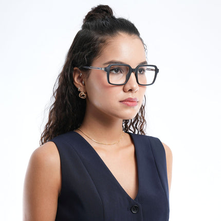 Voyage Apex Matt Black Square Eyeglasses for Men & Women - MG5360-C1
