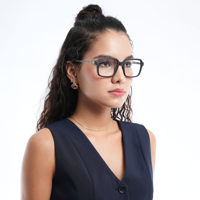 Voyage Apex Matt Black Square Eyeglasses for Men & Women - MG5360-C1