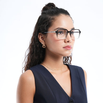 Voyage Apex Black & Transparent Square Eyeglasses for Men & Women - MG5362-C3