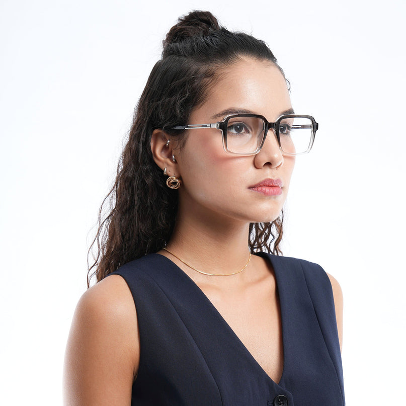 Voyage Apex Black & Transparent Square Eyeglasses for Men & Women - MG5362-C3
