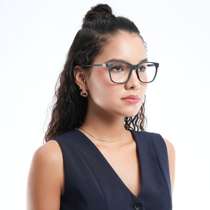 Voyage Apex Matt Black Square Eyeglasses for Men & Women - MG5366-C1