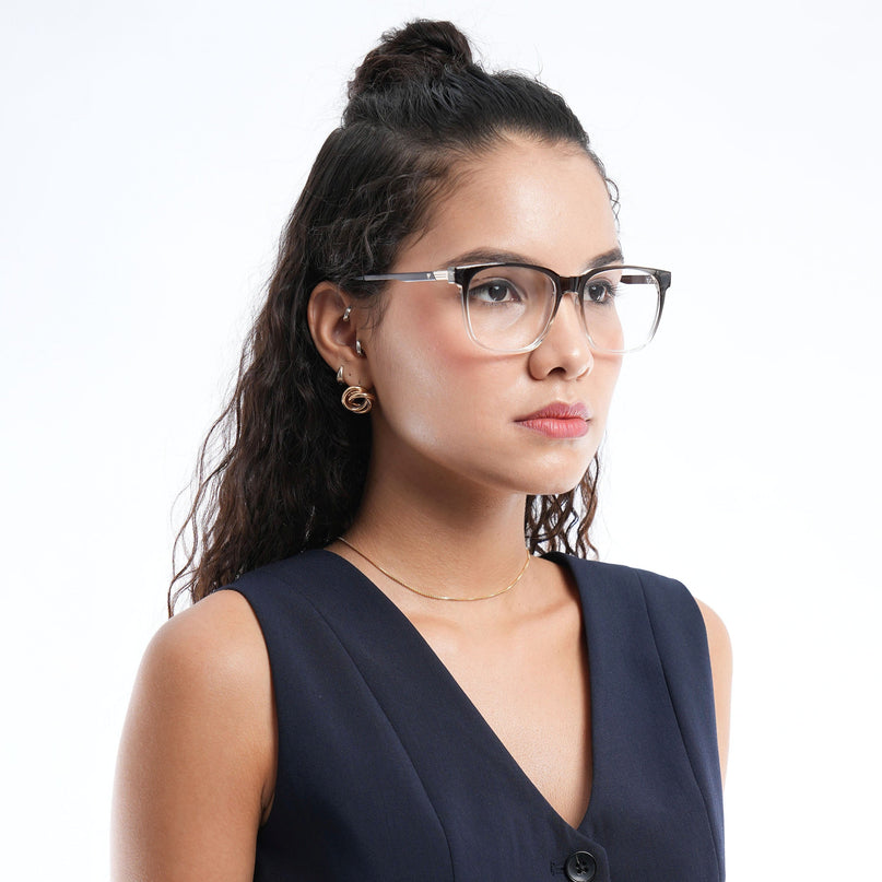 Voyage Apex Black & Transparent Square Eyeglasses for Men & Women - MG5368-C3