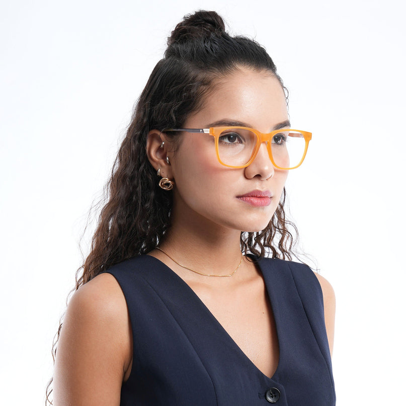 Voyage Apex Orange Square Eyeglasses for Men & Women - MG5370-C5