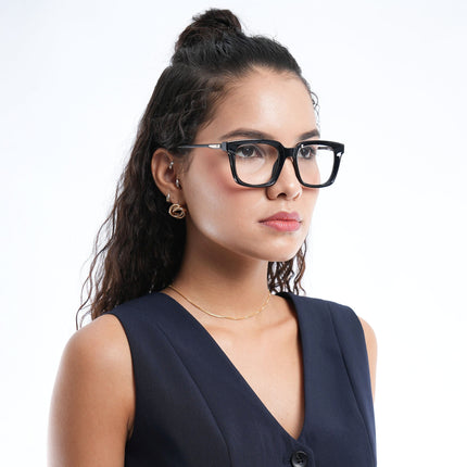 Voyage Apex Shine Black Square Eyeglasses for Women - MG5372-C1