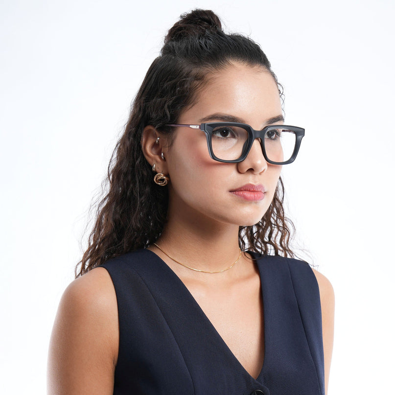 Voyage Apex Matt Black Square Eyeglasses for Women - MG5373-C2