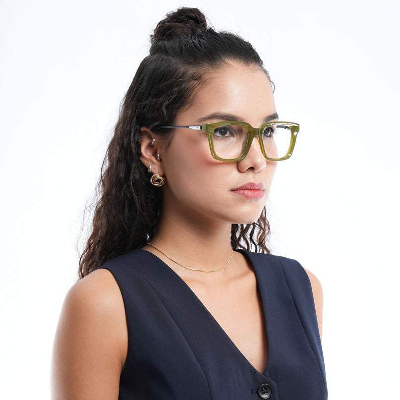Voyage Apex Green Square Eyeglasses for Women - MG5377-C6
