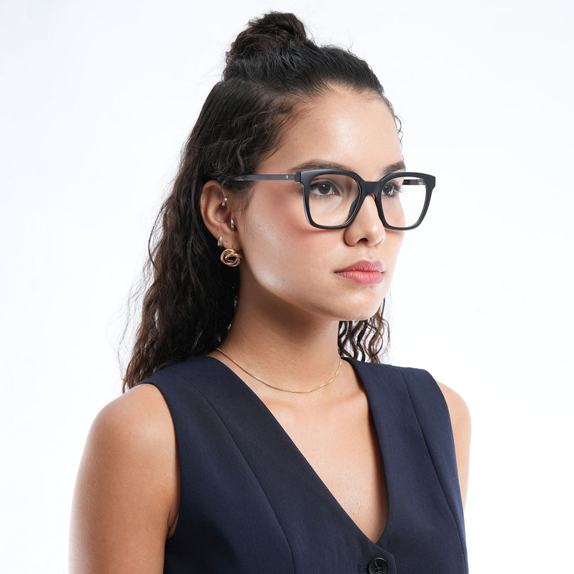 Voyage Apex Matt Black Square Eyeglasses for Men & Women - MG5378-C1