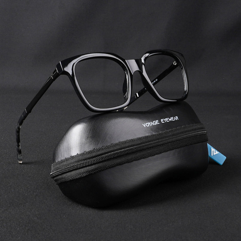 Voyage Apex Shine Black Square Eyeglasses for Men & Women - MG5379-C2