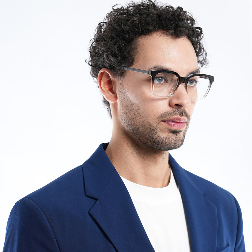 Voyage Apex Black & Transparent Square Eyeglasses for Men & Women - MG5380-C3