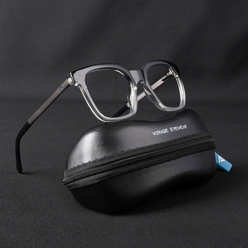 Voyage Apex Black & Transparent Square Eyeglasses for Men & Women - MG5380-C3