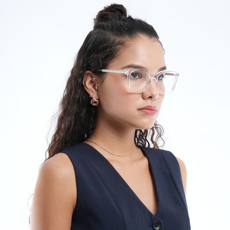 Voyage Apex Transparent Square Eyeglasses for Men & Women - MG5381-C4