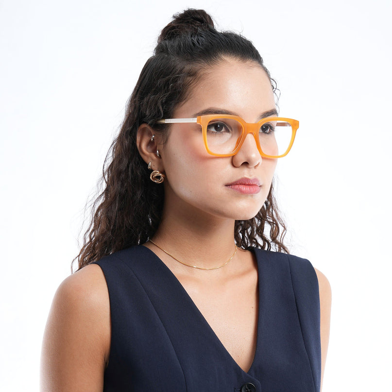 Voyage Apex Orange Square Eyeglasses for Men & Women - MG5382-C5