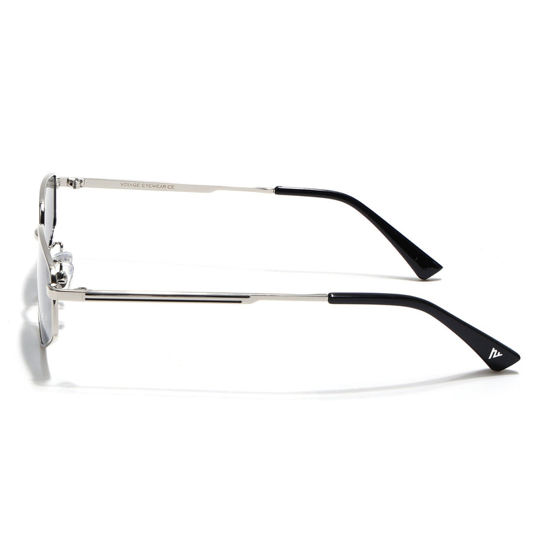 Rectangle Polarized Sunglasses for Men & Women (Light Black Lens | Silver Frame - PMG7642)
