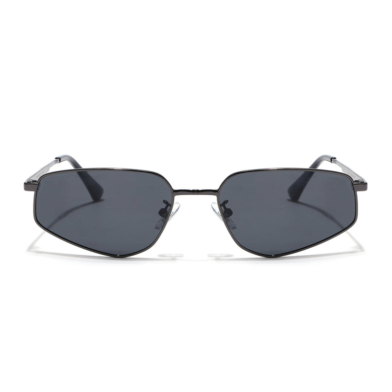 Rectangle Polarized Sunglasses for Men & Women (Black Lens | Gunmetal Grey Frame - PMG7643)
