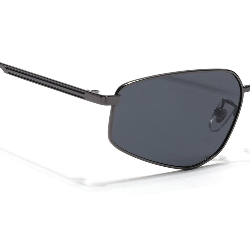 Rectangle Polarized Sunglasses for Men & Women (Black Lens | Gunmetal Grey Frame - PMG7643)