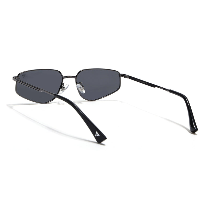 Rectangle Polarized Sunglasses for Men & Women (Black Lens | Gunmetal Grey Frame - PMG7643)