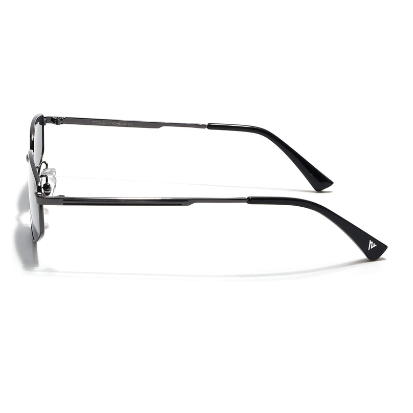 Rectangle Polarized Sunglasses for Men & Women (Black Lens | Gunmetal Grey Frame - PMG7643)