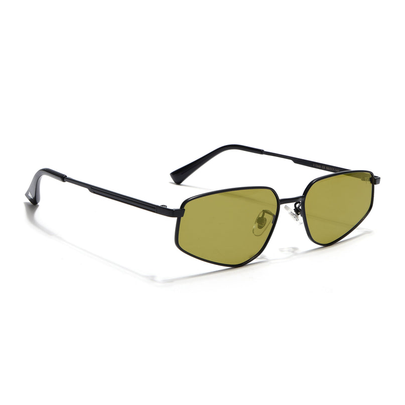 Rectangle Polarized Sunglasses for Men & Women (Green Lens | Black Frame - PMG7644)
