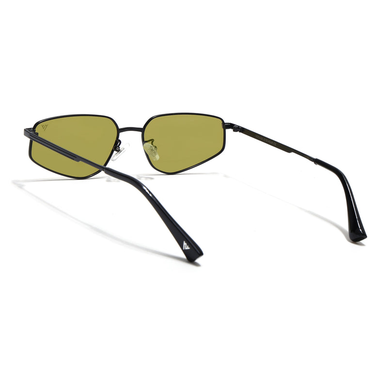 Rectangle Polarized Sunglasses for Men & Women (Green Lens | Black Frame - PMG7644)