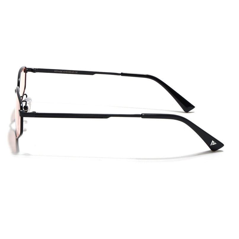 Rectangle Polarized Sunglasses for Men & Women (Pink Lens | Black Frame - PMG7645)