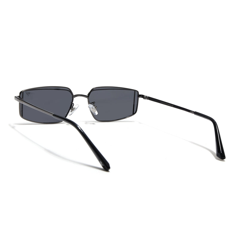 Rectangle Polarized Sunglasses for Men & Women (Black Lens | Gunmetal Grey Frame - PMG7638)