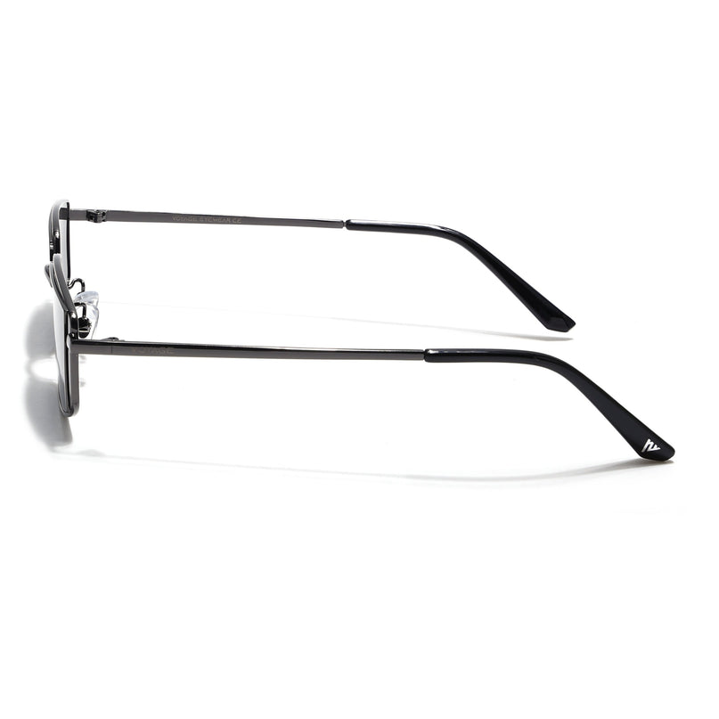 Rectangle Polarized Sunglasses for Men & Women (Black Lens | Gunmetal Grey Frame - PMG7638)