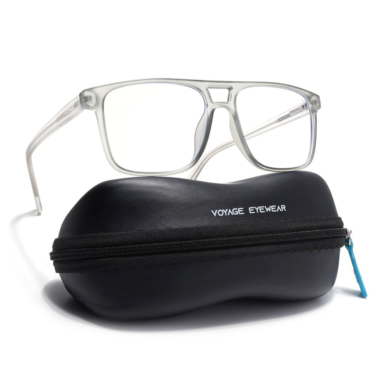 Voyage Light Grey Wayfarer Eyeglasses for Men & Women - MG5483-C2