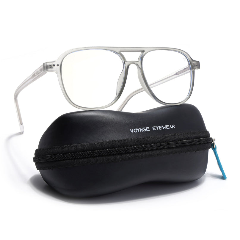 Voyage Light Grey Wayfarer Eyeglasses for Men & Women - MG5498-C2