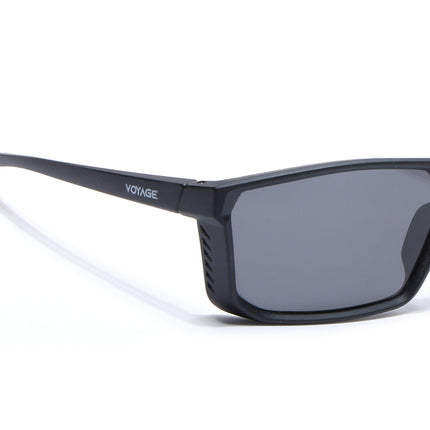 Rectangle Polarized Sunglasses | Black Lens | Black Frame - PMG6797