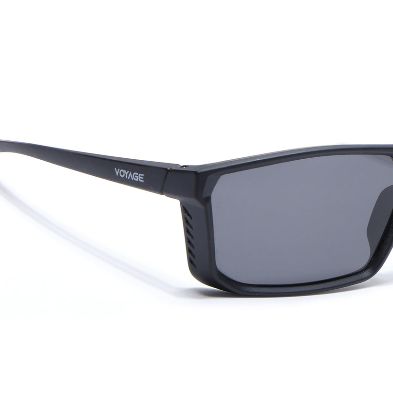 Rectangle Polarized Sunglasses | Black Lens | Black Frame - PMG6797