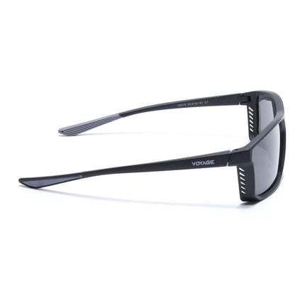 Rectangle Polarized Sunglasses | Black Lens | Black Frame - PMG6797