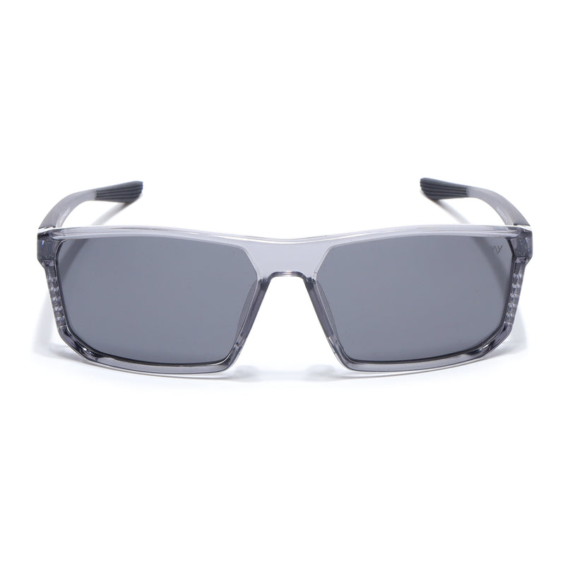 Rectangle Polarized Sunglasses | Black Lens | Grey Frame - PMG6799