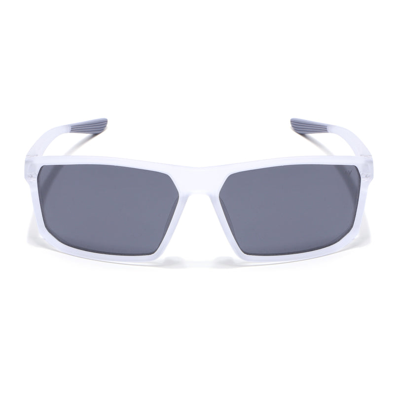 Rectangle Polarized Sunglasses | Black Lens | Transparent Frame - PMG6801