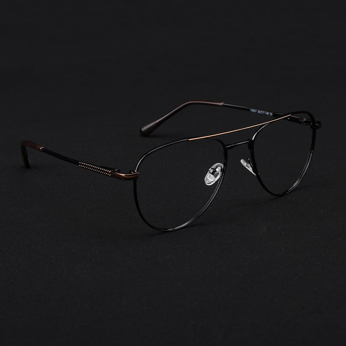Voyage Metal Master Black & Brown Aviator Eyeglasses for Men & Women - MG5011-C3