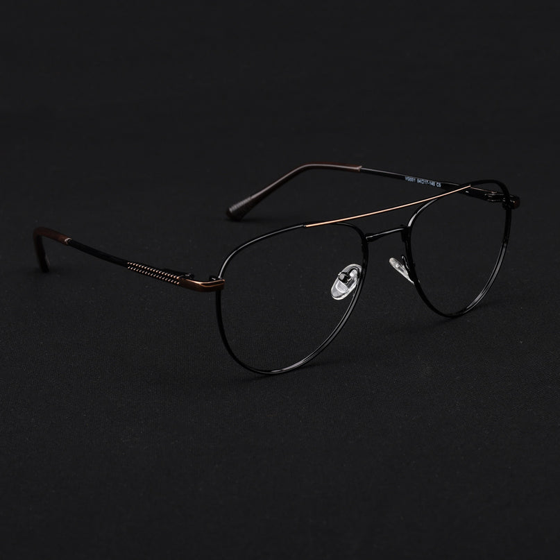 Voyage Metal Master Black & Brown Aviator Eyeglasses for Men & Women - MG5011-C3